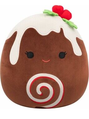 Kids Fleur 8" Squishmallows Brown White Red Holiday Yule Log Plush NEW